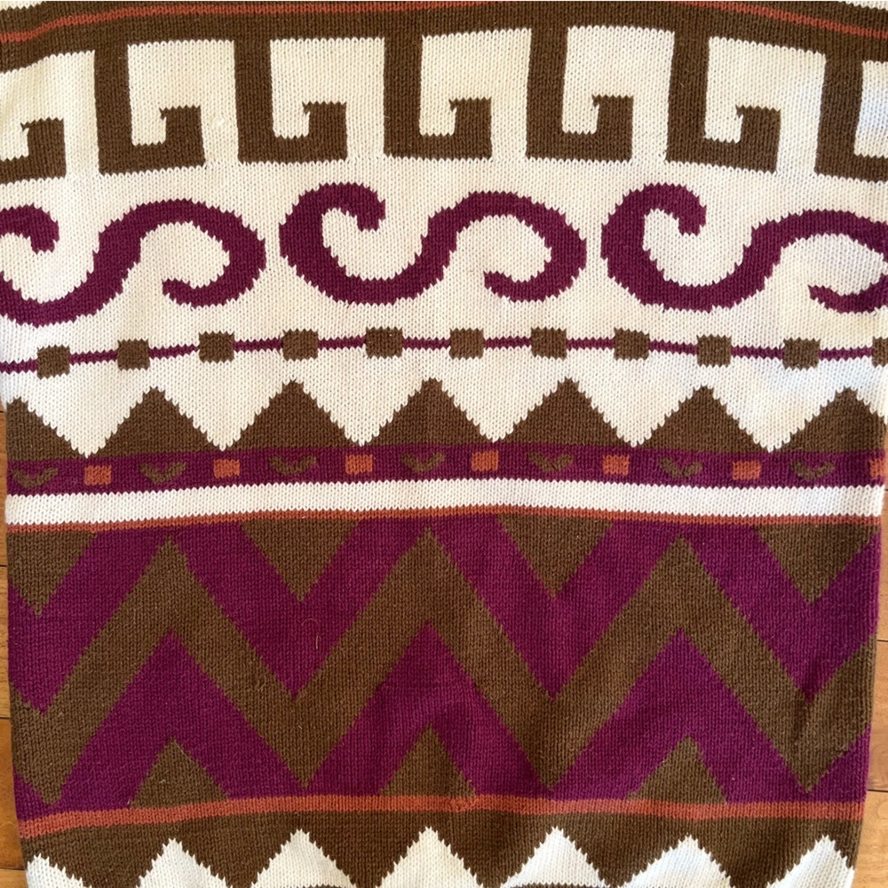 Vintage River Island 100% Cotton Nordic Geometric Patterned Knit Chunky Sweater - Picture 5 of 8